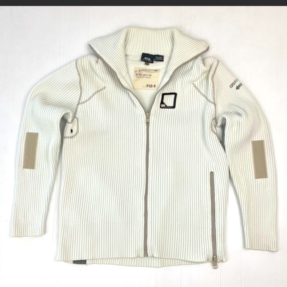 AMAZING VINTAGE G-STAR CHUNKY KNIT ZIP “STAPLE VEST” XL PRISTINE AND CRAZY RARE!